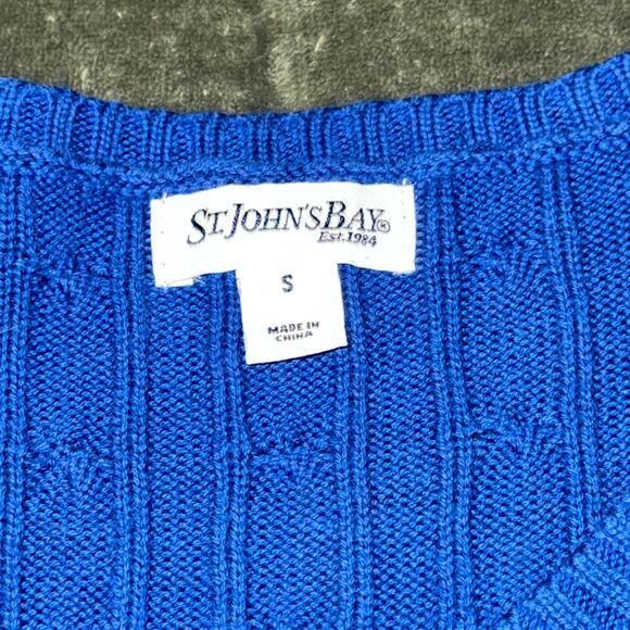St. John’s Bay Sweater Womens Small Blue Cable Knitted V-Neck Winter Long Sleeve - Picture 4 of 7